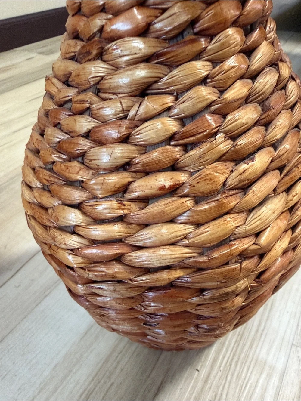Pair Woven Rattan Vase Baskets Boho Coastal Farmhouse Rustic Home Décor